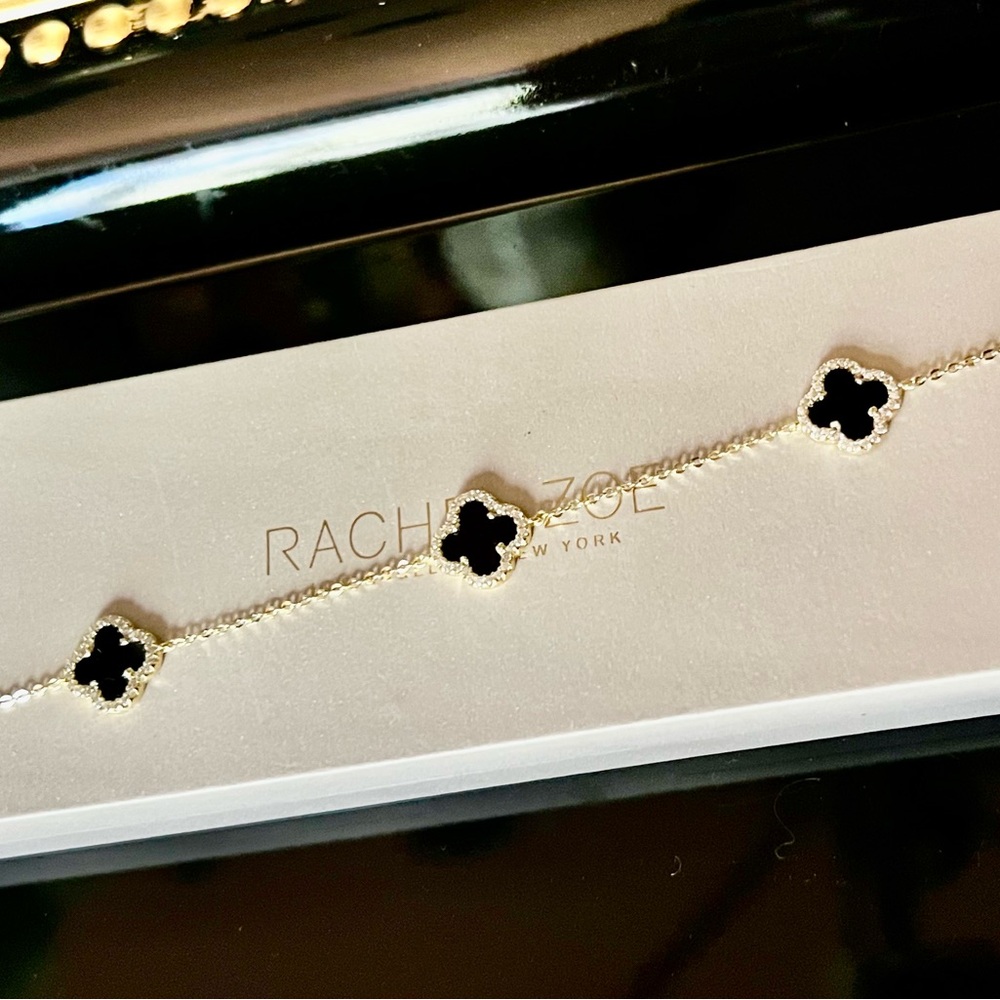 Rachel Zoe Black and Gold Clover Bracelet - Picture 3 of 7